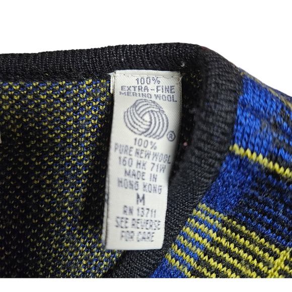 Vintage Lord & Taylor Wool Knit Plaid Cardigan Sweater Zip Up M‎ Grandmacore - Picture 4 of 10